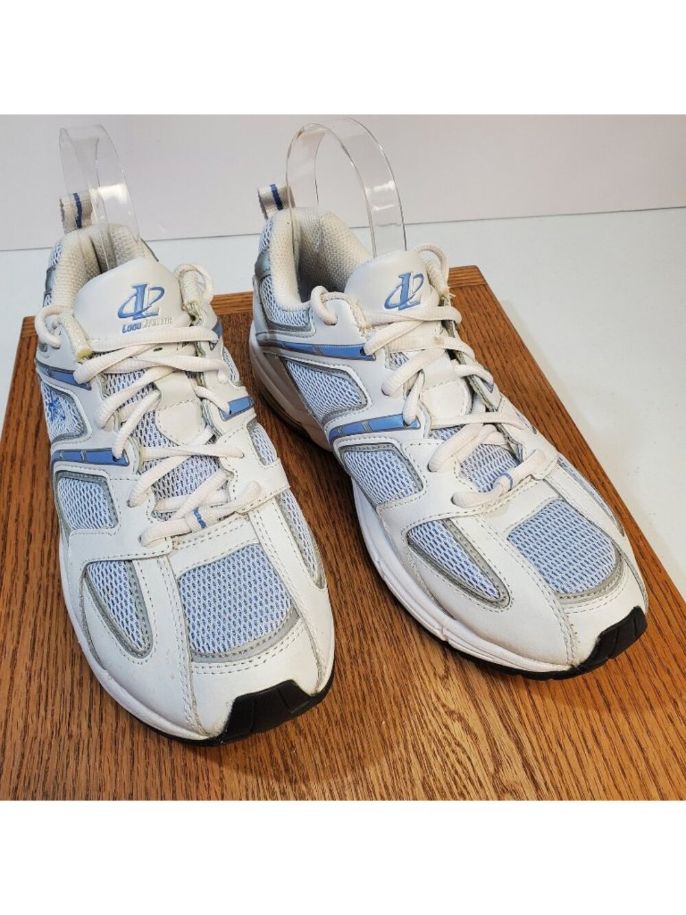 Logo Athletic Shoes Women Size 8.5 White Blue Running Walking Athletic Sneakers